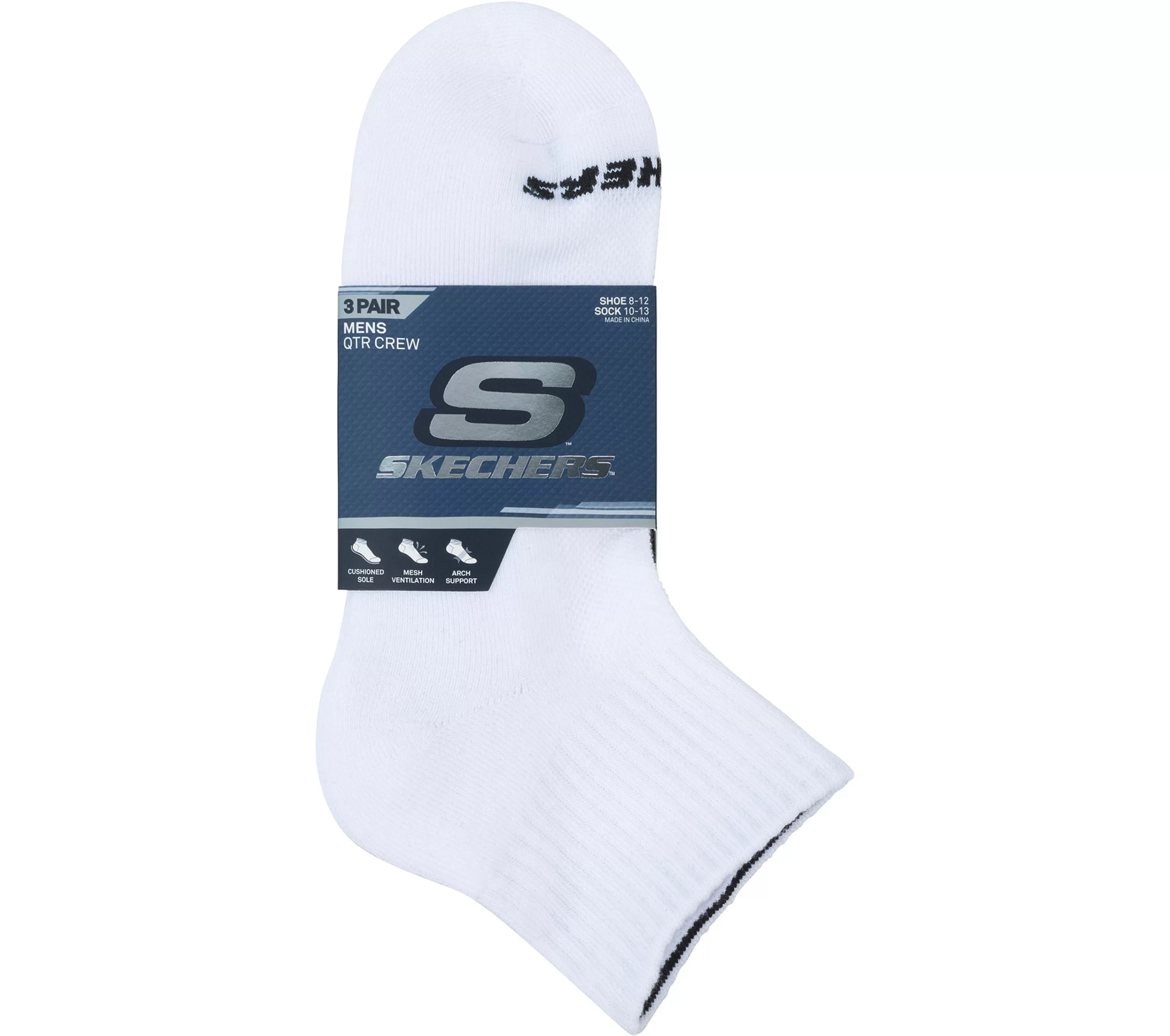 3 Pack Quarter Crew Sport Socks-SKECHERS Cheap