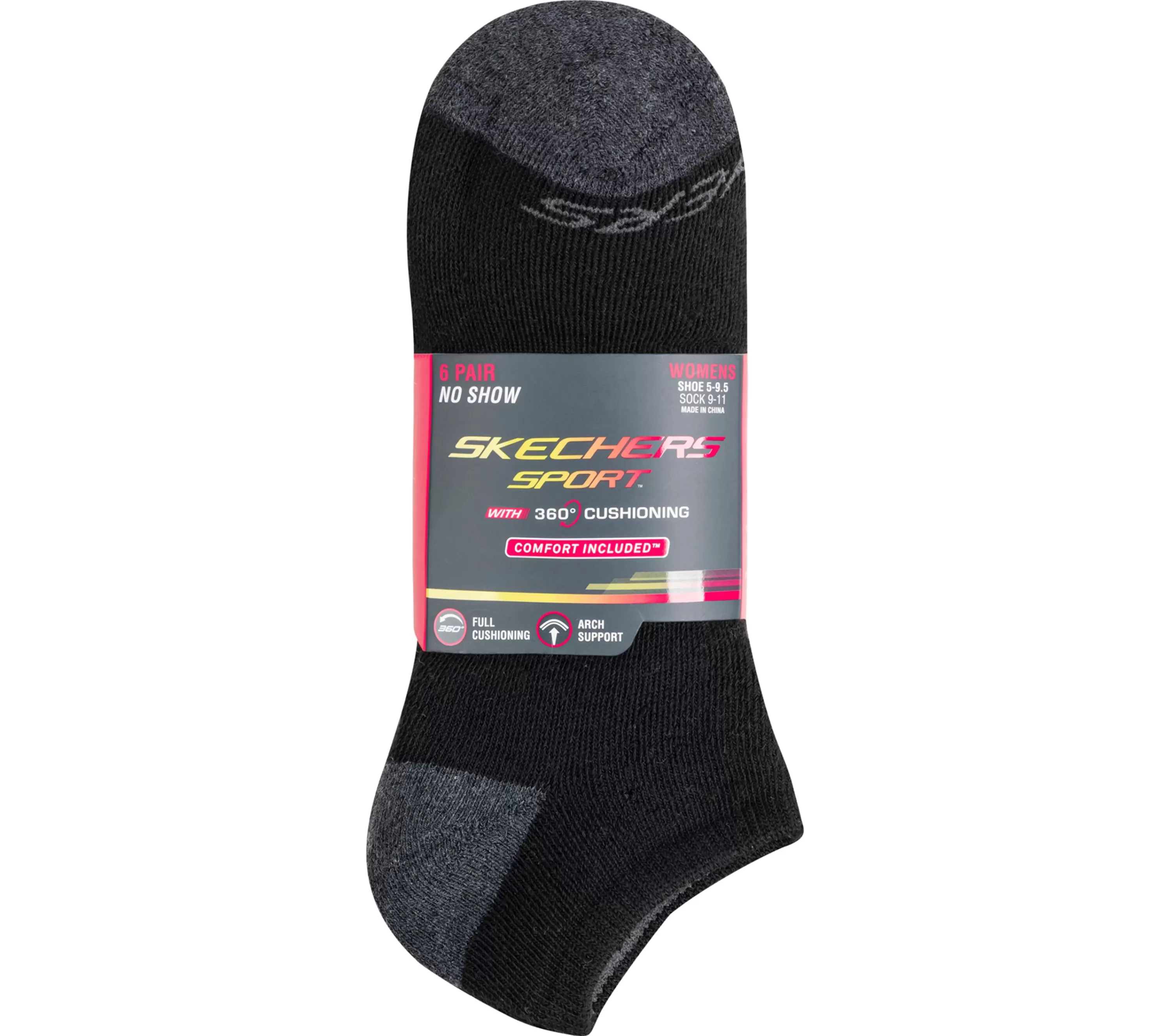 6 Pack 360 Cushion No Show Socks-SKECHERS Outlet