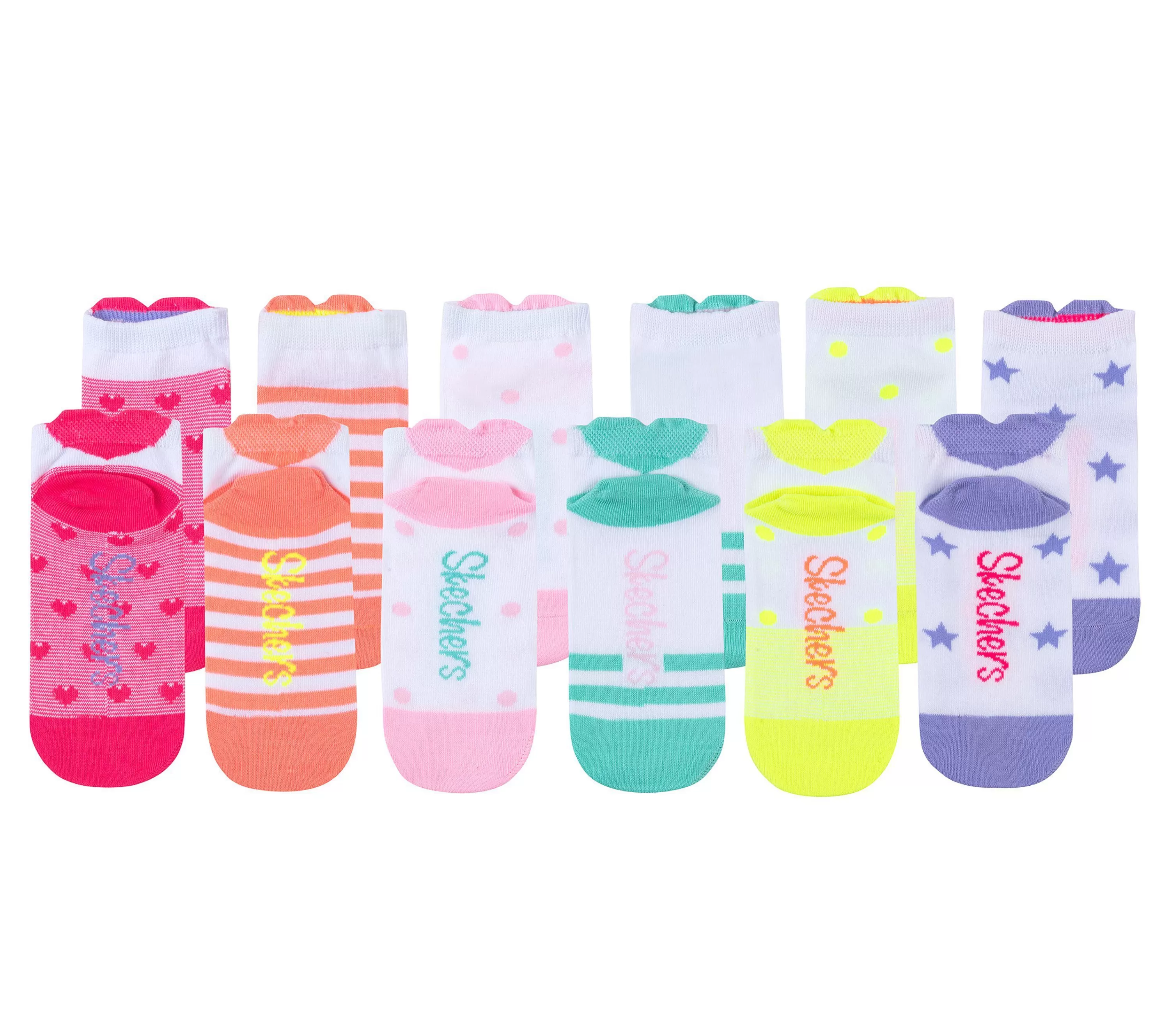 6 Pack Low Cut 3D Heart Socks-SKECHERS Fashion