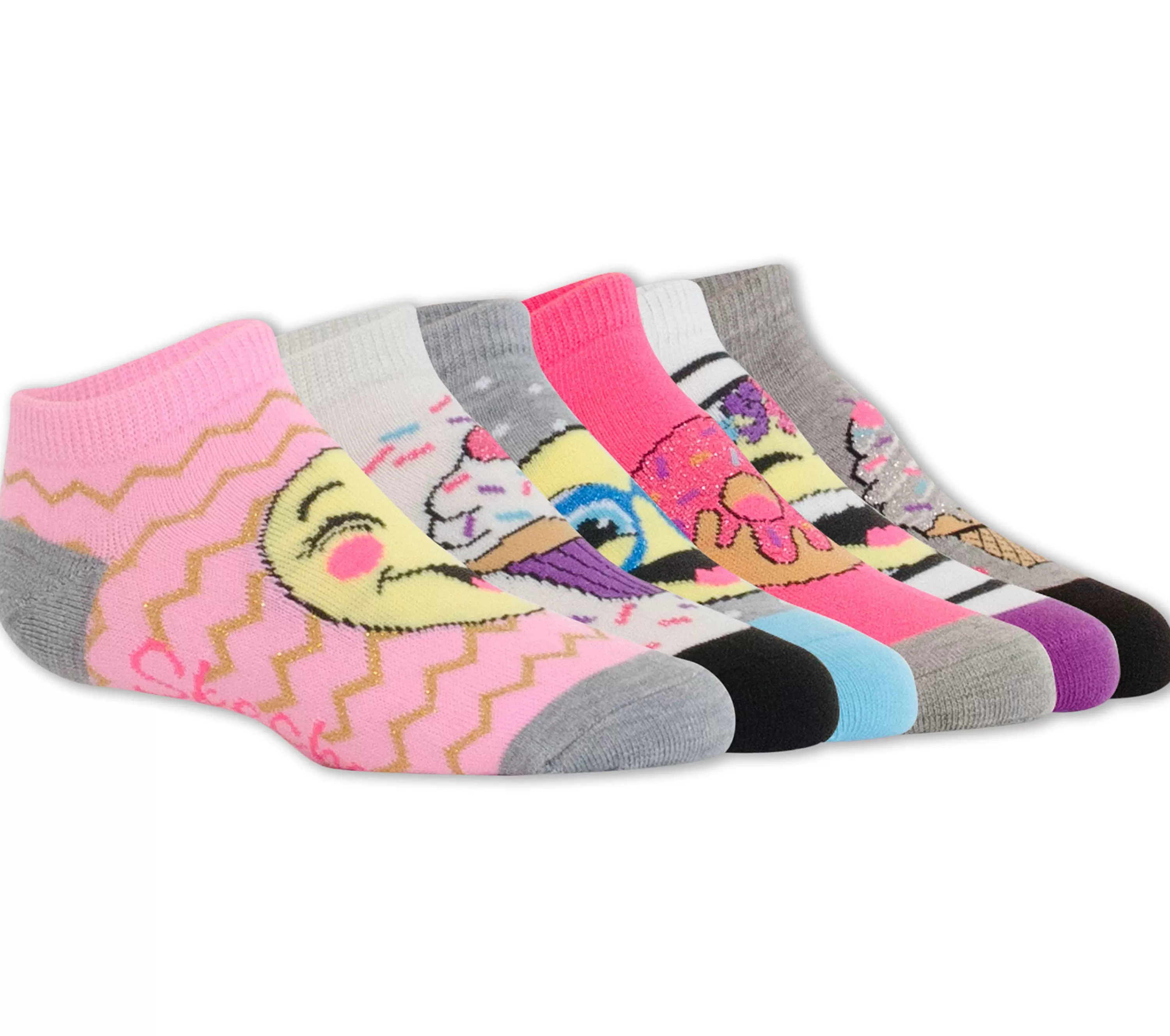 6 Pack Low Cut Emoji Ice Cream Socks-SKECHERS Shop