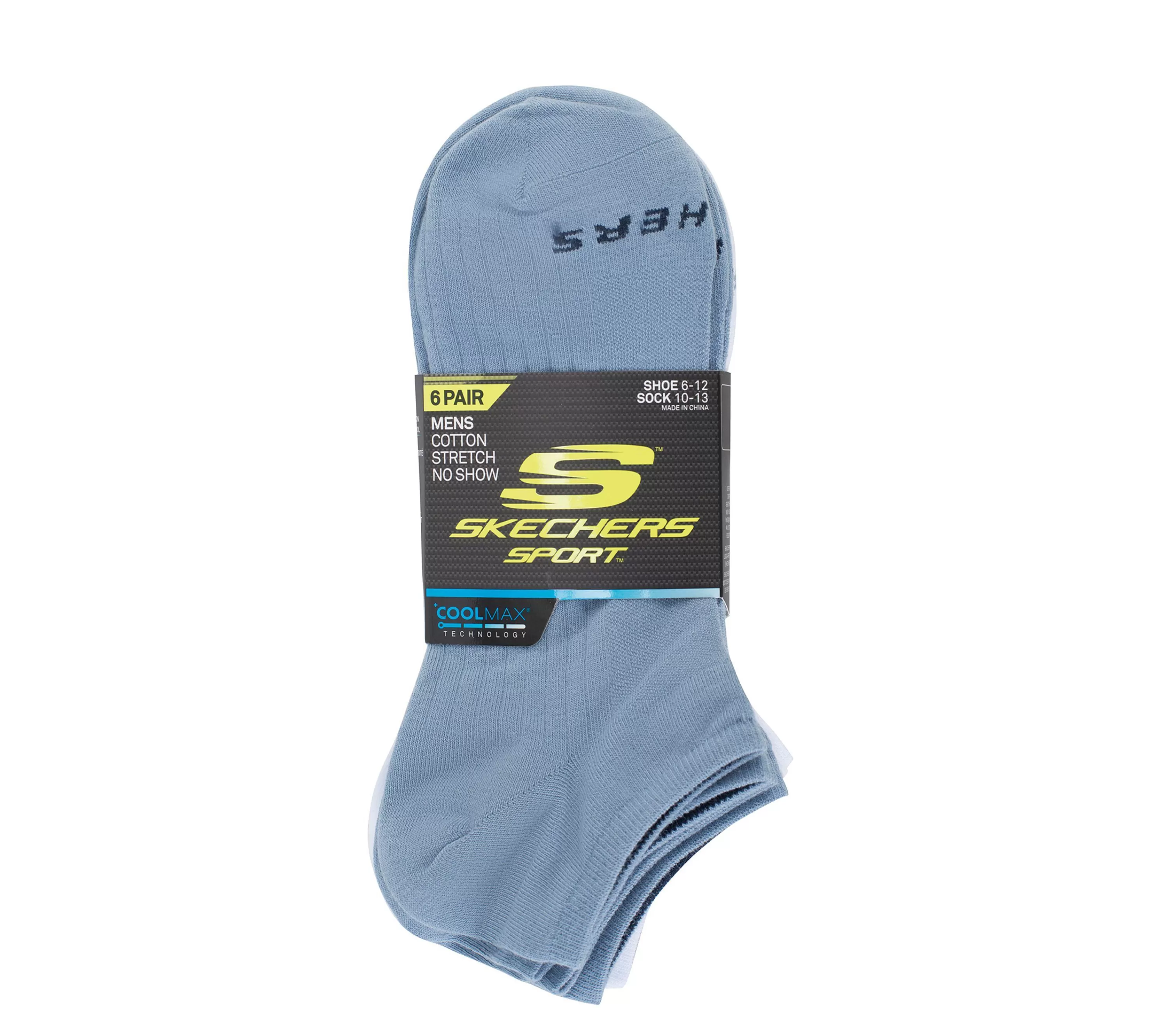 6 Pack No Show Coolmax Socks-SKECHERS New