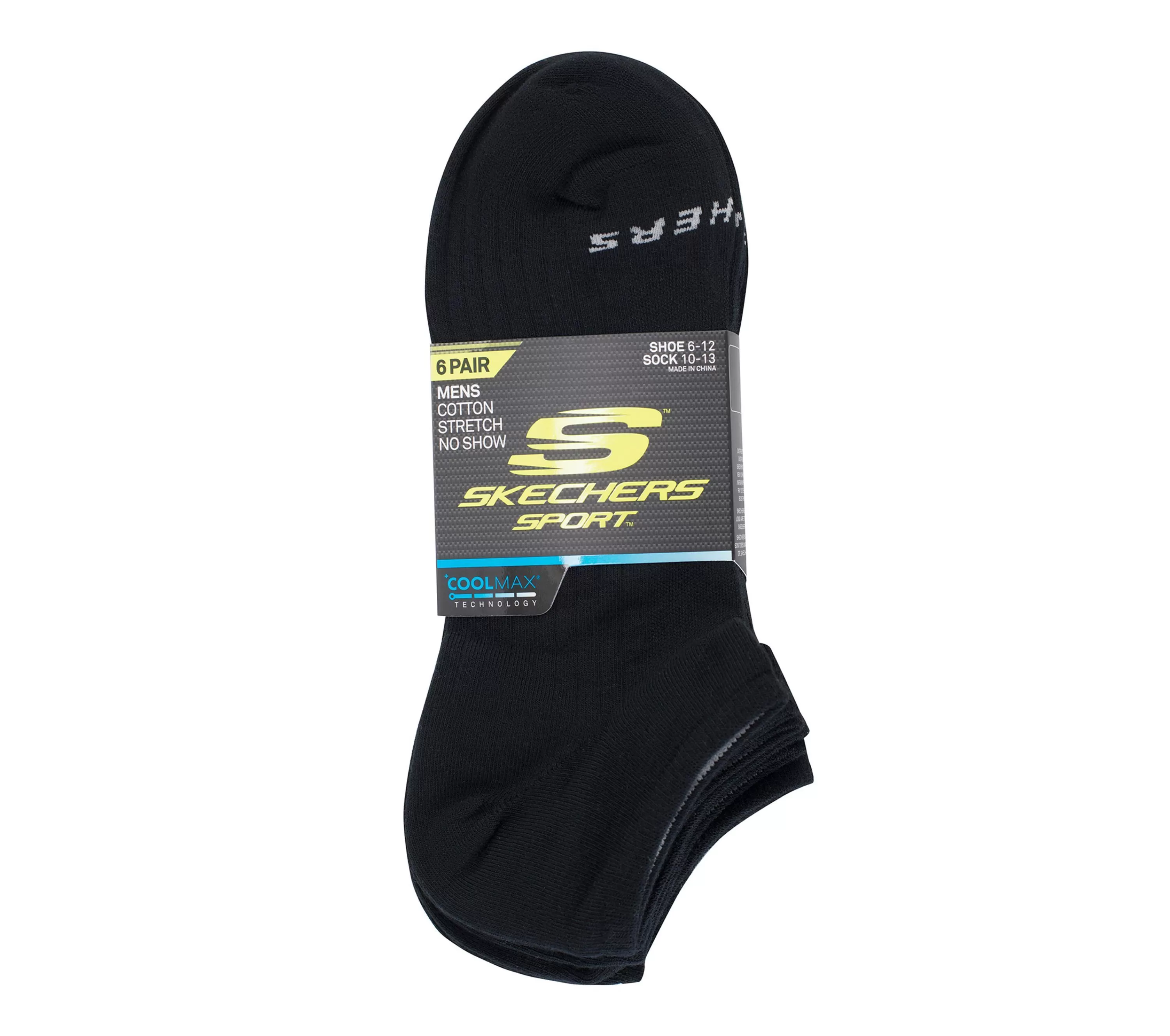 6 Pack No Show Coolmax Socks-SKECHERS Clearance