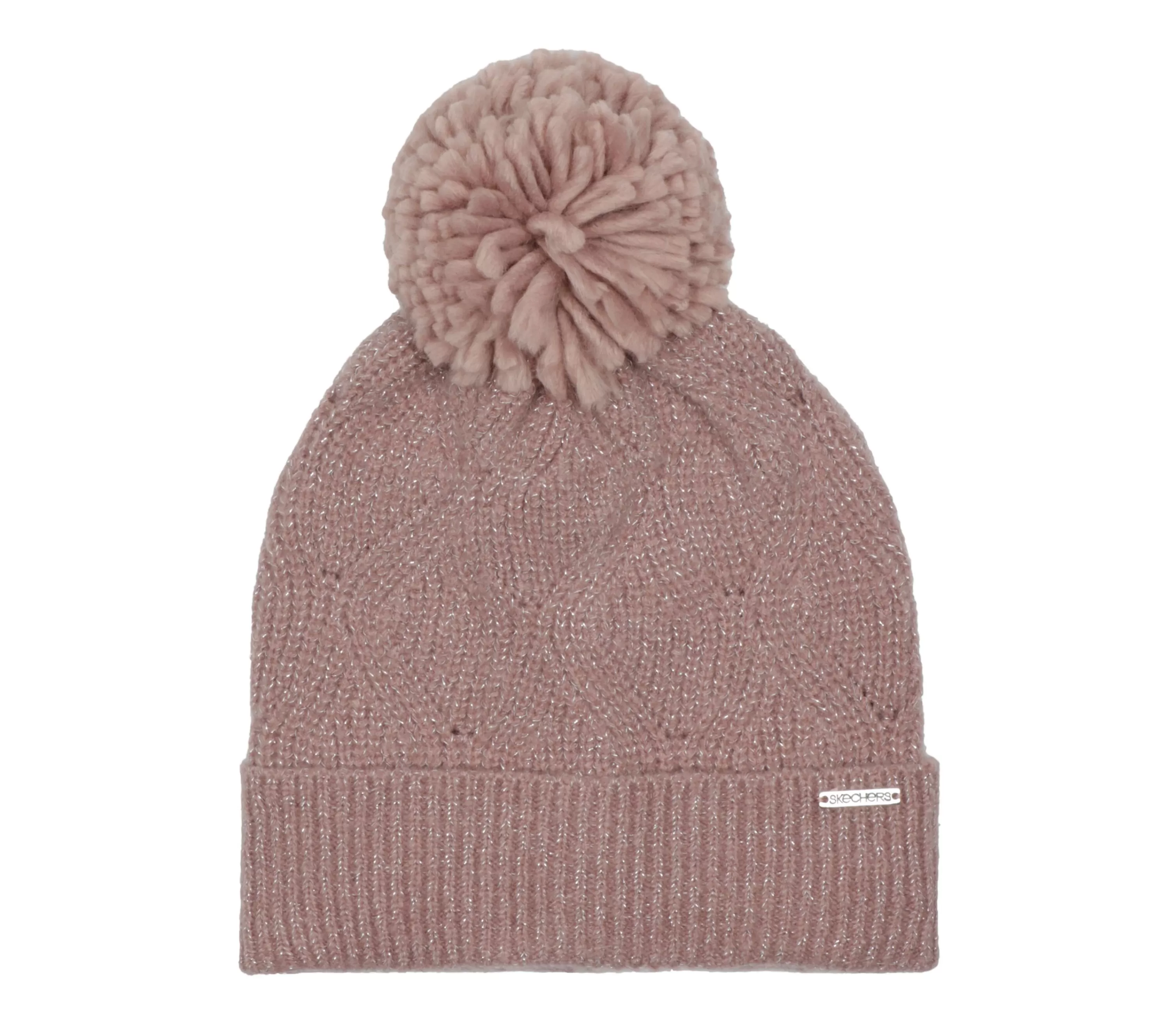 Diamond Metallic Knit Pom Pom Beanie-SKECHERS Clearance