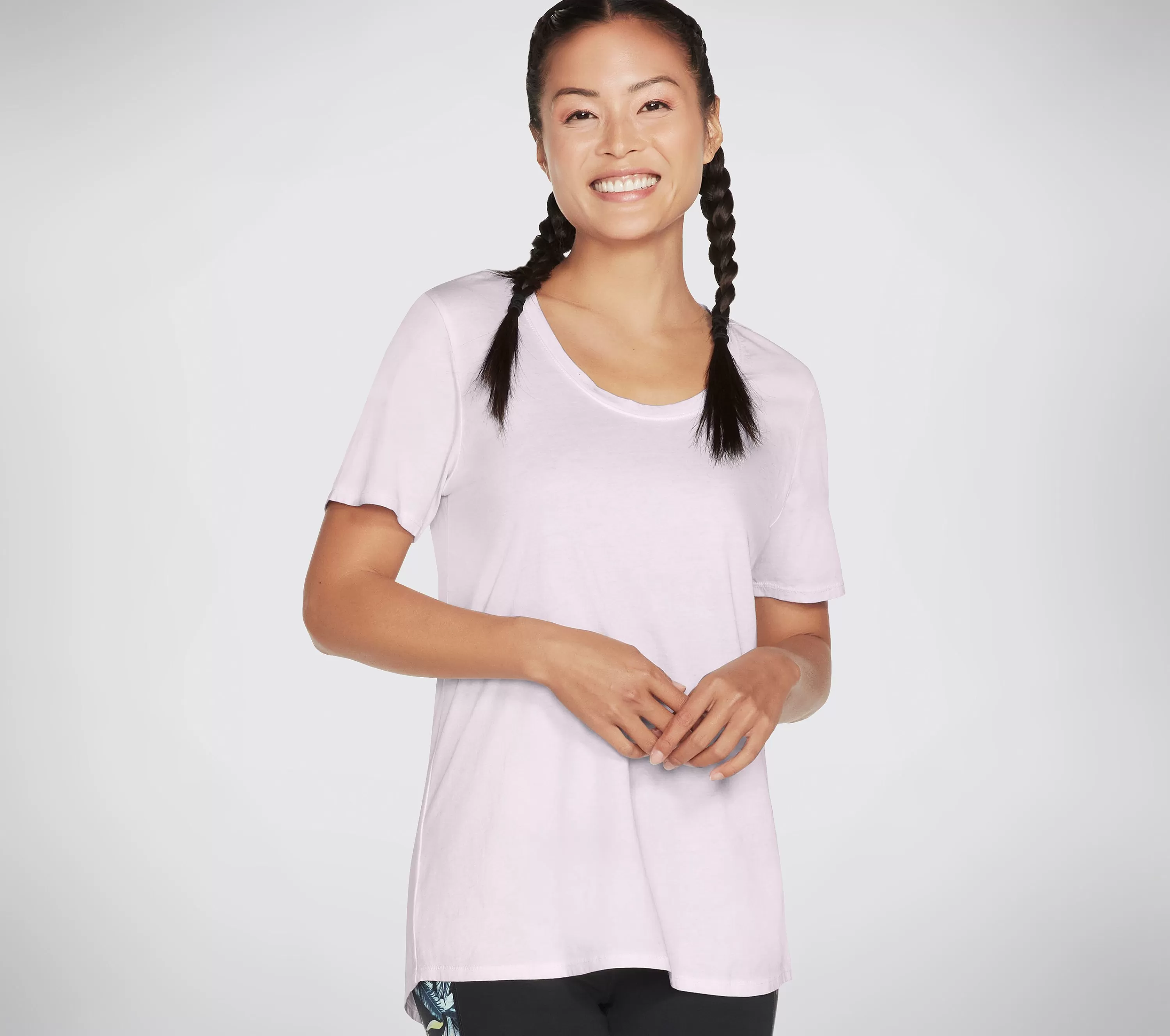 Diamond Wash Hatha Scoop Neck Tunic Tee-SKECHERS Store