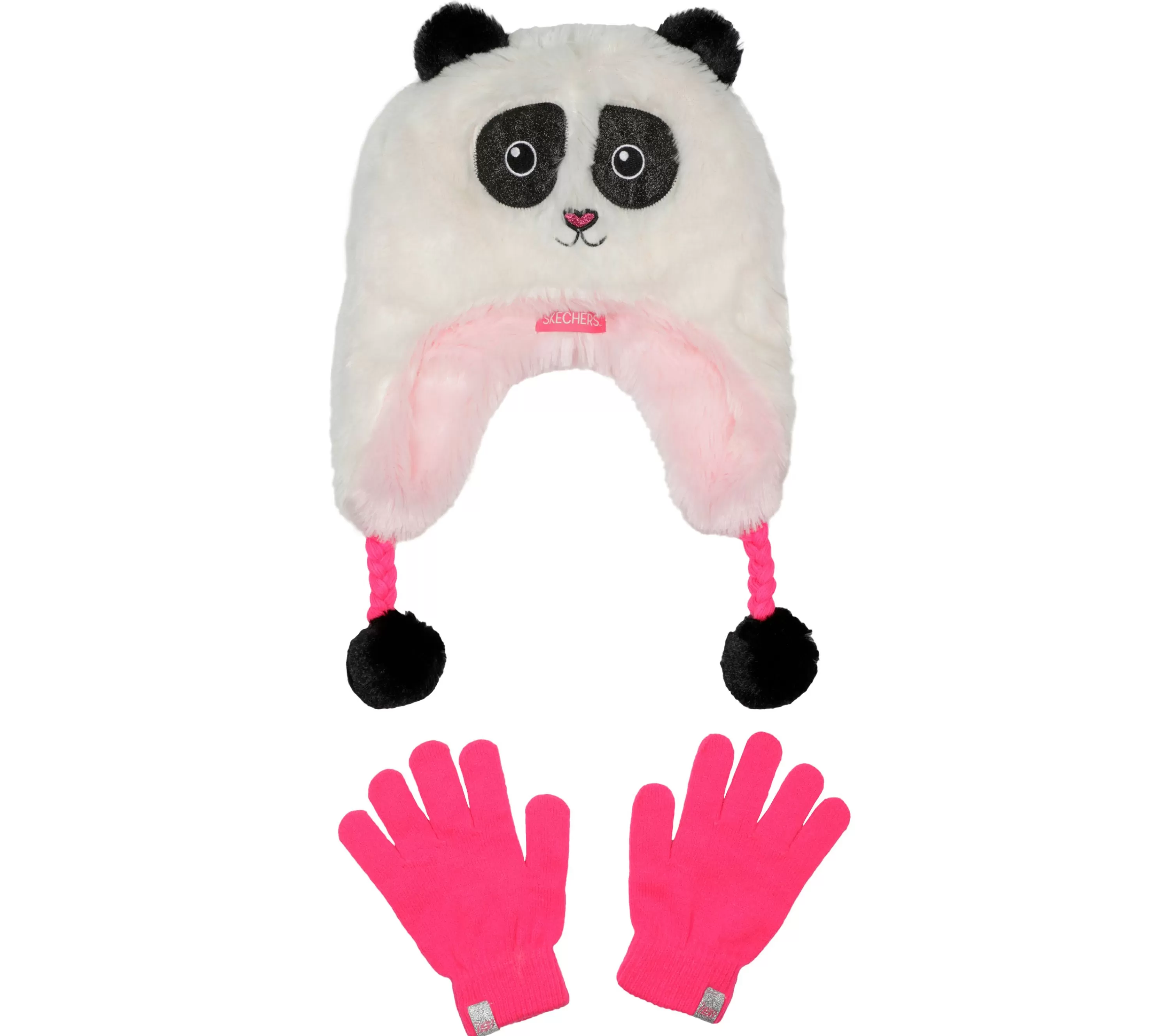 Panda Faux Fur Hat And Gloves Set-SKECHERS Fashion