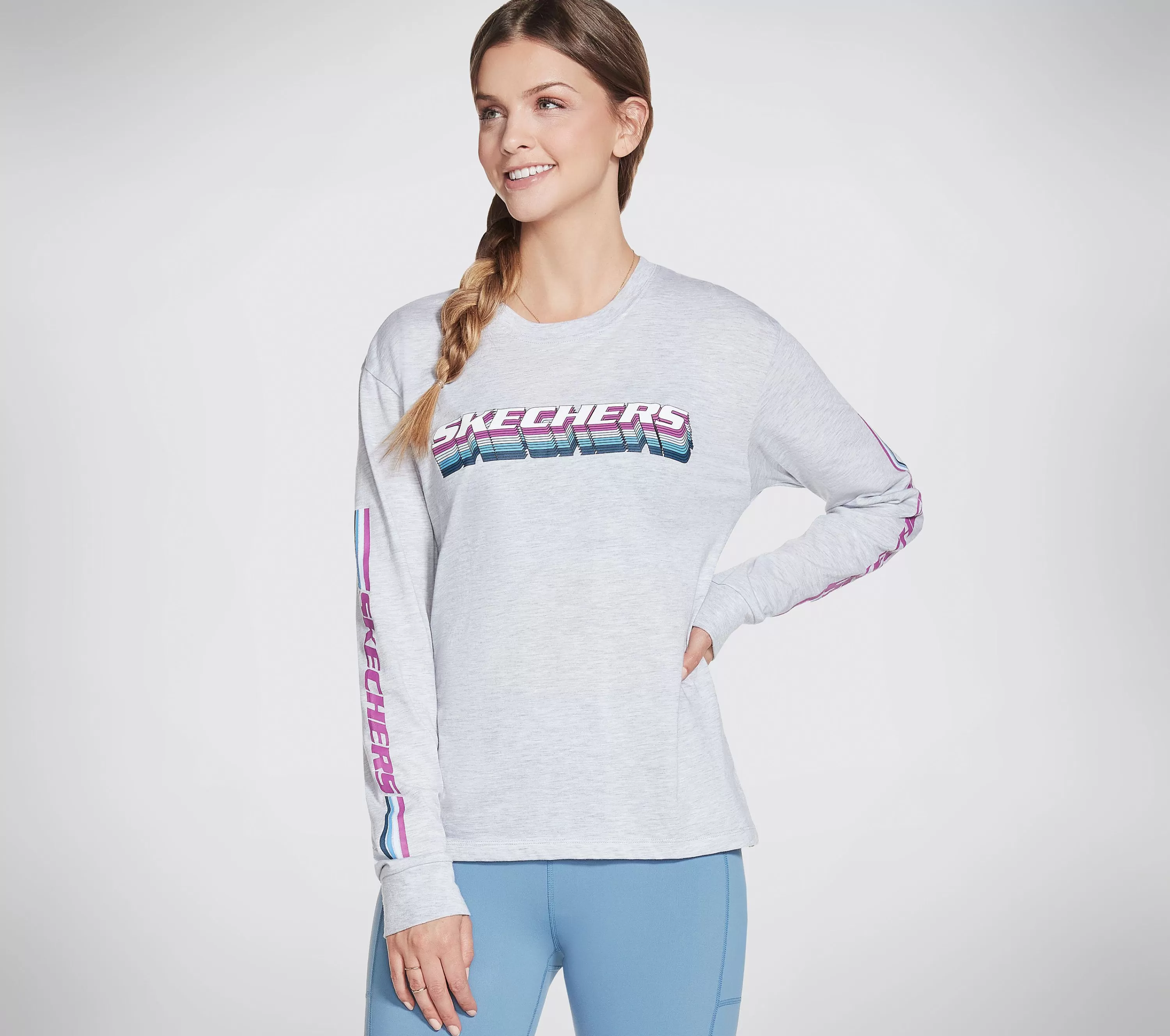 Go Lounge Stacked Long Sleeve Tee-SKECHERS Fashion