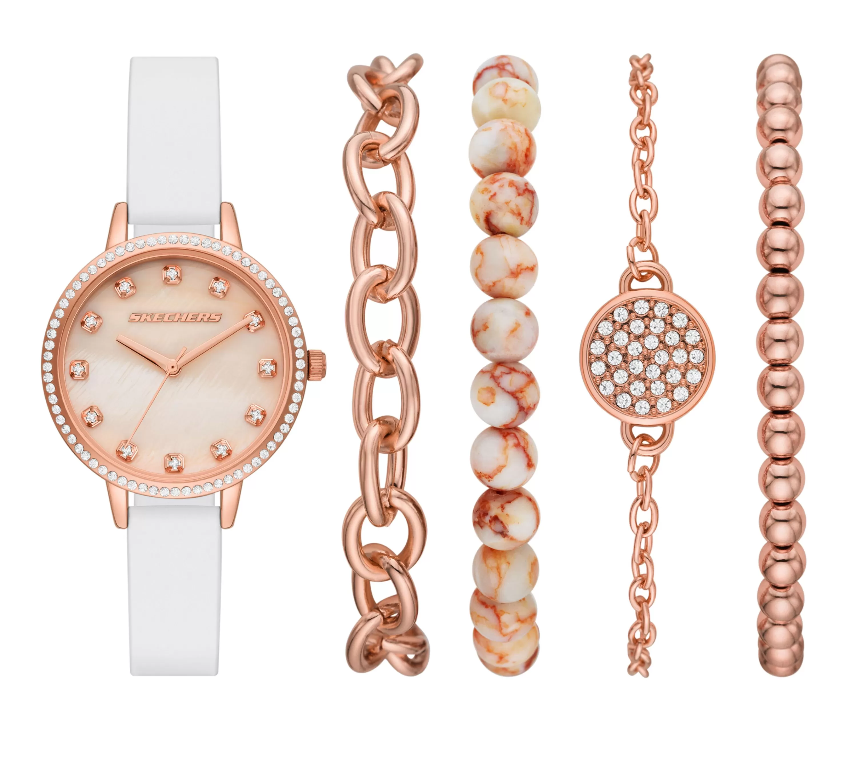 White Strap Rose Gold Watch-SKECHERS Cheap